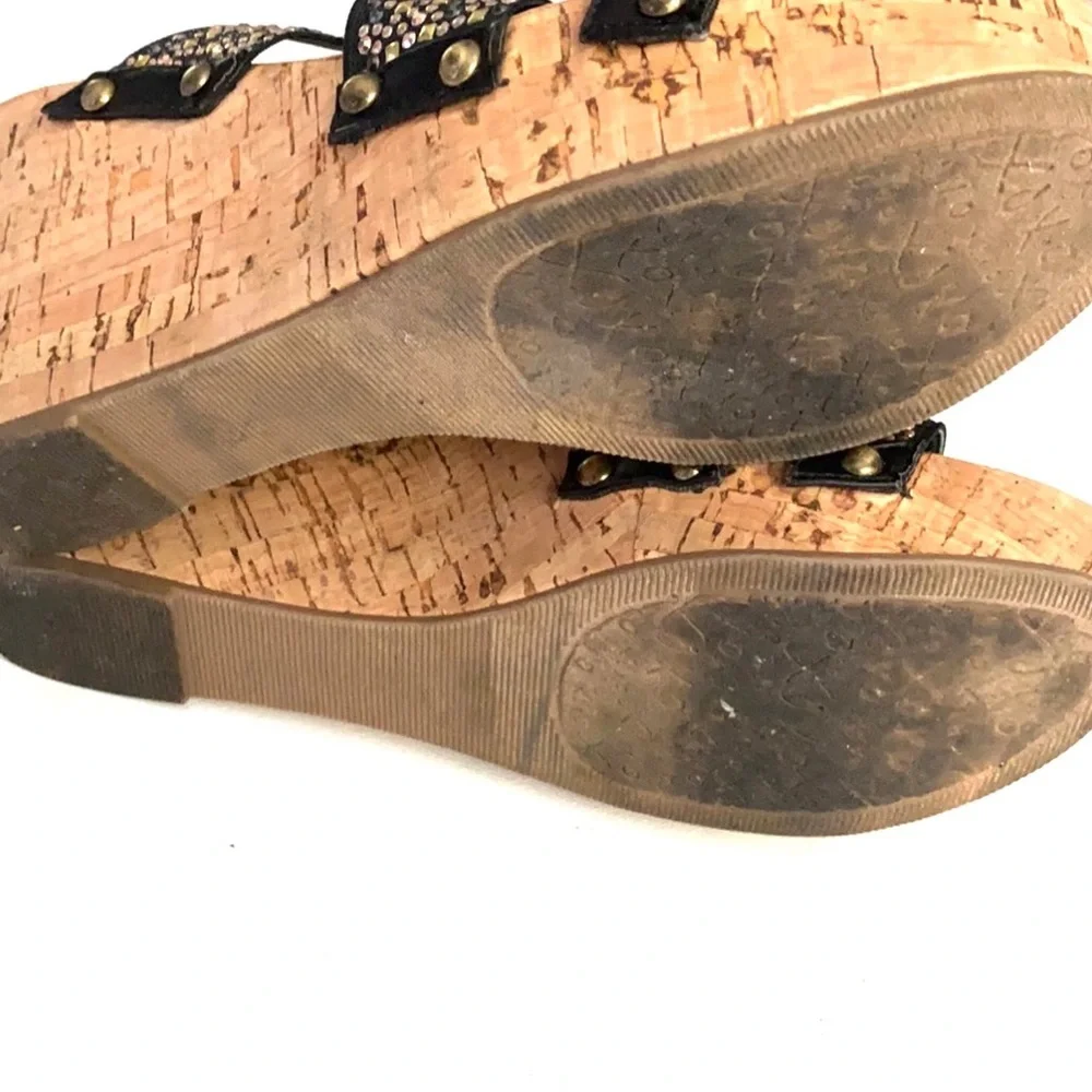 XOXO Cork jeweled wedge Sandals, Size 7.5
